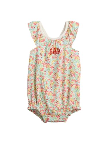GAP Unisex-Baby Logo Bubble One-piece, Pink Floral, 3-6M