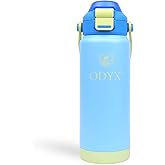 ODYX Vapor Bottle – 24oz Insulated Stainless Steel Water Bottle with Dual Flip Lid, Straw & Spout, Leakproof, BPA-Free, Travel Tumbler with Handle, for Kids, Teens, or Adults (Lime Wave)