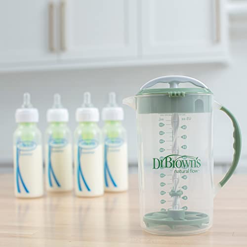 Dr. Brown's Baby Formula Mixing Pitcher with Adjustable Stopper, Locking Lid, & No Drip Spout