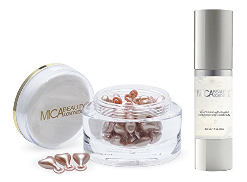 MICA Beauty Skin Care Bundle: Advanced Multi-Vitamin Time Complex Capsule + Vita-C Exfoliating Peeling Gel