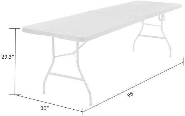 COSCO Deluxe 8 foot x 30 inch Fold-in-Half Blow Molded Folding Table, Black: Furniture & Decor