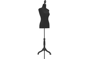 DOPINMIN 49.6"-63.7" Dress Form for Sewing Clothes Mannequin Stand Female Adjustable Manikin Body for Displays Women Jewelry Torso Model with Tripod Stand,Black