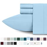 California Design Den 400 Thread Count 100% Cotton Sheet Set, Aero Blue King Sheets 4 Piece Set, Long-Staple Combed Pure Natural Cotton Bedsheets, Soft & Silky Sateen Weave