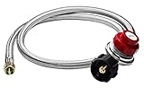 DOZYANT 4 Feet 0-20 PSI Adjustable Propane Regulator with Braided Stainless Steel LP/LPG Hose Kit for QCC1 Propane Tank, Fits for BBQ Grill, Turkey Fryer, Propane Burner - 3/8’’ Female Flare Fitting