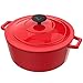 Vremi Enameled Cast Iron Dutch Oven Pot with Lid - 6 Quart Capacity for Preparing Low and Slow Cooking Meals - Electric Gas Stove Top Compatible Cookware - Deep Large - Red