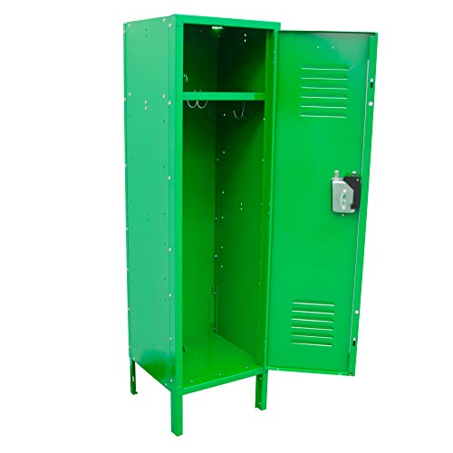 Kids Locker 15" W x 15" D x 54" H Unassembled - 8 Amazing Colors Ideal for use in Kid's bedrooms, Dorm Rooms, mudrooms or The Garage Includes a Shelf, and Hooks and is Easy to Assemble (Green)
