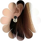 Andelaisi Boho Black Round Onyx Earrings Vintage CZ Circle Earrings Crystal Triple Circle Stud Earring Circular Loop Earring Geometric Statement Jewelry for Women