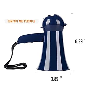 thumbnail image 2 of Loudmore Mini Portable Megaphone - Lightweight With Alarm & Volume Adjustment (Blue) 2 of 12