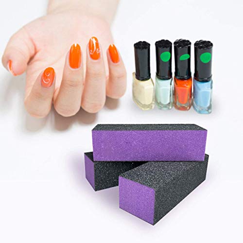 10 Pcs Nail Buffer Sanding Block Polisher Buffing File 100/180 Grit 3 sides Nail Files Art Pedicure Manicure File(Black Purple) - Thumbnail 6