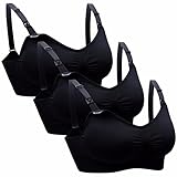 Daisity Womens Seamless Sleep Nursing Bra for Breastfeeding Clip Down Maternity Bras Pack of 3 Color Black Size XXL