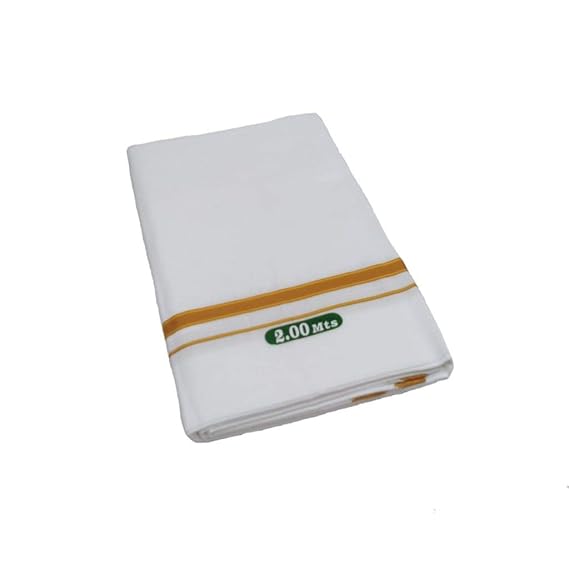 Cotton Cool Men's 100% Pure Cotton Dhoti White Colour 2.00 Mts Single Dhoti's (Pack of 1 Piece)