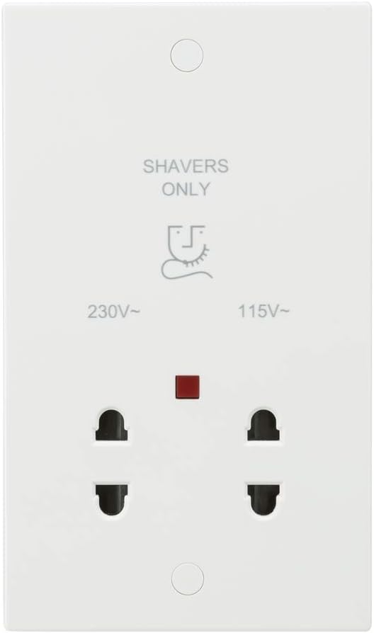 Knightsbridge SN8900N White Square edge Plastic 115/230V Dual Voltage Shaver Socket with Neon - Image 3