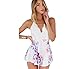 Sandistore Women Floral Backless Strap V Neck Mini Rompers Jumpsuit (S)