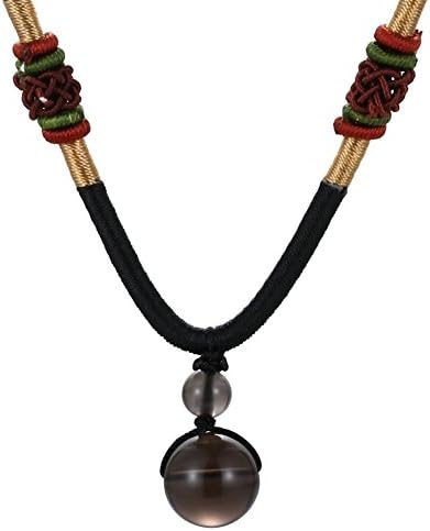 Unisex Natural Round Beads Stones Lucky Blessing Chakra Crystals Pendant Adjustable Necklace