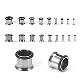 BodyJ4You Plugs Kit 14G-00G Stainless Steel Plugs Stretching Kit (1.6mm-10mm) - 18 Pieces