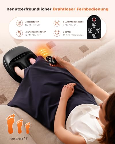 KNQZE Foot Massager, Electric Foot Massager with Heat Function, Deep Net Shiatsu Foot Massage for Plantar Fasciitis & Neuropathy, Gifts for Mum, Women, Men, Up to Shoe Size 47