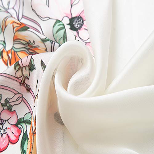 Bellonesc Silk Scarf 100% silk Long Lightweight Sunscreen Shawls for Women… (mix23) - Thumbnail 2