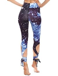 Leggings de cintura alta para dama, con corbata y estampado