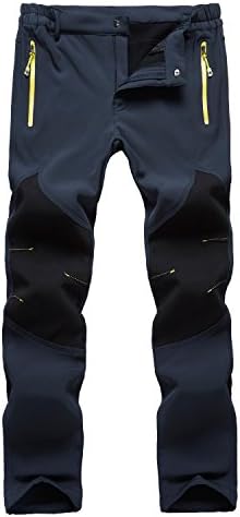 Freie Liebe Men's Outdoor Waterproof Soft Shell Fleece Thicken Hiking Mountain Pants Slim Fit