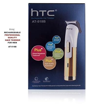 htc at 518b rechargeable beard trimmer silver