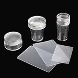 BTArtbox 3 Pcs Nail Clear Stamper Plate and Scrapers Set DIY Polish Print Template Manicure Accessories(Large1.66''/Medium1.38''/Small1.1'')