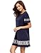 Floerns Women's Embroidered Short Sleeve Casual Shirt Swing Dress Navy S