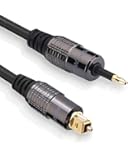 FosPower (3 Feet) 24K Gold Plated Toslink to Mini Toslink Digital Optical S/PDIF Audio Cable with Metal Connectors & Strain-Relief PVC Jacket