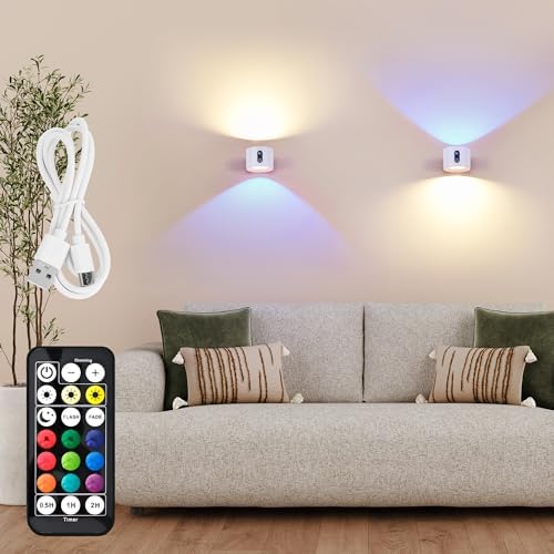 Pacote de 2 Candeeiros de Parede RGB LED Recarregáveis AURI WL01