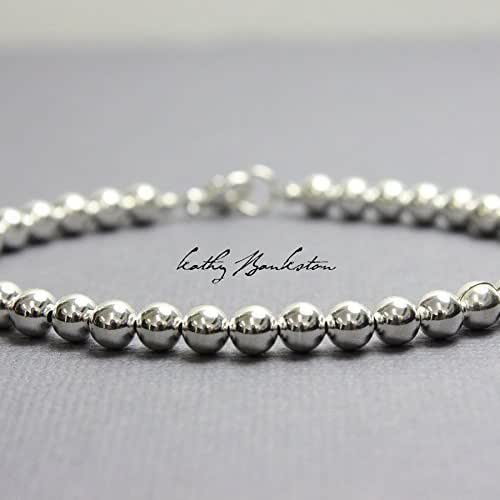 Sterling Silver Bead Bracelet5mm Beads6" to 8" Handmade