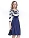 Green Mango Women's Vintage 3/4 Sleeve Navy Style Stripes Evening Party Casual Swing Dress(Navy Blue,S)