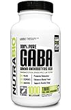 NutraBio 100% Pure GABA (Gamma-Aminobutyric Acid) 500 mg - 150 Vegetable Capsules