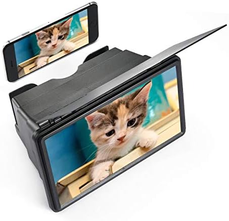 Volwco [Upgrade Newest 12 Screen Magnifier Smartphone Magnifying Glass, Cell Phone 3D HD Movie Video Amplifier with Foldable Holder Stand for All Smart Phones -Anti-Radiation