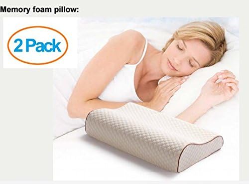 2 pack Memory Foam Contour Pillow - - Ergonomic Cervical Pillow for Neck Pain Relief, Soft Orthopedic Bed Pillow, Removable Zippered Cover - Retain Shape Pillow(not vacuum packed)