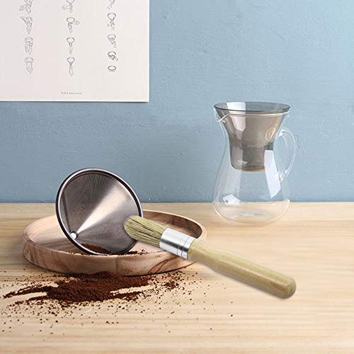 Set of 4 Coffee Grinder Cleaning Brush and Measuring Scoop, DaKuan Natural Wood & Bristles Coffee Brush, 2 Sizes Stainless Steel Coffee Measuring Spoon - Thumbnail 7