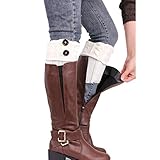 Laimeng, Leg Warmers Boot Cover Knitting Socks (White)