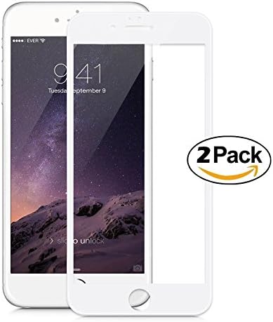 [2 Pack] iPhone 6/6s Plus Screen Protector, HandStar 3D Full Coverage Tempered Glass Screen Protector Film for iPhone 6/6s Plus (5.5 White 2Pack)