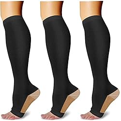 Athbavib 3 Pairs Open Toe Compression Socks for Men