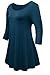 Womens 3/4 Sleeve Tunic Tops Loose Basic Shirt