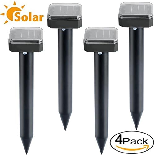 DAMAIJIA 4PACK Solar Powered Sonic Mole Repeller Control Mole, Voles, Gopher Rats and Mice Chaser Spike with IPX4 Waterproof protect Garden Yard Lawn Farm