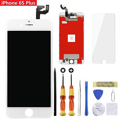 Screen Replacement for iPhone 6s Plus White 5.5 inch Retina LCD Screen Replacement 3D Touch Digitizer Frame Assembly with Tempered Glass Screen Protector + Repair Tools + Instruction by Brinonac
