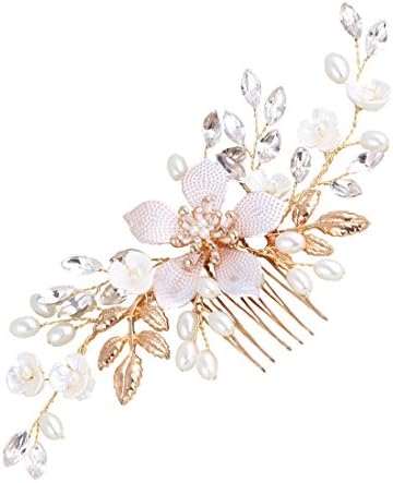 FAYBOX BRIDAL Bridal Handmade Crystal Leaf Flower Hair Side Comb Party Anniversary Wedding Accessories