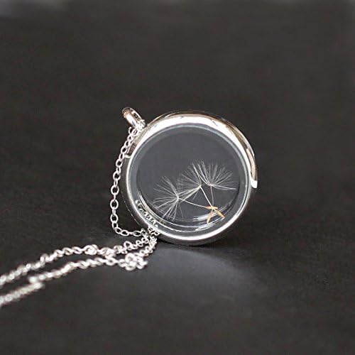 Superb Jewelry® real Dandelion seed necklace Make A Wish Window Locket Necklace, transparent glass necklace, bridesmaid gifts, real plant good luck