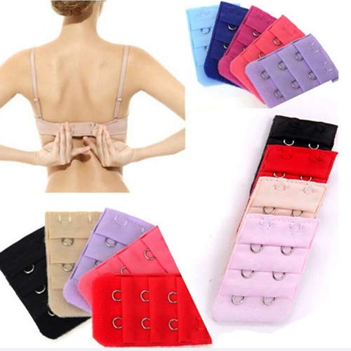 Baost 5Pcs 3 Rows 2 Hooks Lingerie Bra Strap Extender Soft Bra Back Band Extension Bra Extenders Elastic Stretchy Spacing Bra Extender Strap for Women Girls Ladies White - Thumbnail 2