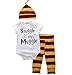 Baby Boys Girls Letter Print Short Sleeve Bodysuit Striped Pants Outfit Hat (90 (9-12 Months), Short Sleeve)