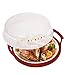 HerPro Microwave Plate Covers (2 Sets, Clear) & Plate Caddy (Red) Set | Anti-Splatter Guard, Lid with Steam Vents | Food Serving Tray | BPA Free and Dishwasher Safe | Microwaveable Kitchen Accessories