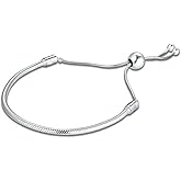 Bolenvi European Charm Bracelet - Adjustable 3mm Stainless Steel Snake Chain for Charms, Compatible with Pandora Beads & Pendants