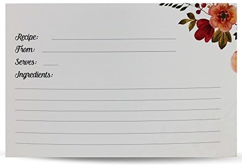 50 Recipe Cards Plus 10 Blank Dividers With Vintagelook Floral Print The Splendid Chef Recipe Box Card Refill Packs