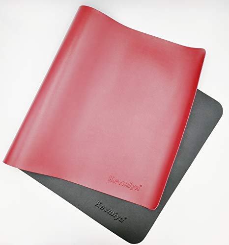 KEVMIYA Pad for Desk with Artificial Leather Material, 31.5X15.74X0.08in, Perfect mat for Home Laptop and Office Desk Working, Waterproof and Rectangular with Fillet, Double Sided (Black+Red)