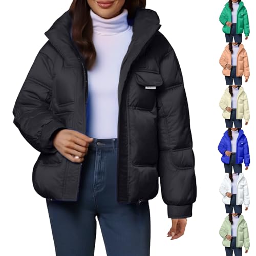 Black Coat Women Winter Coats for Women UK Warm Mid Lenght Winter Puffer Coat Lightweight Windproof Jackets With Hood Plus Size Jacket Long Puffer Jackets