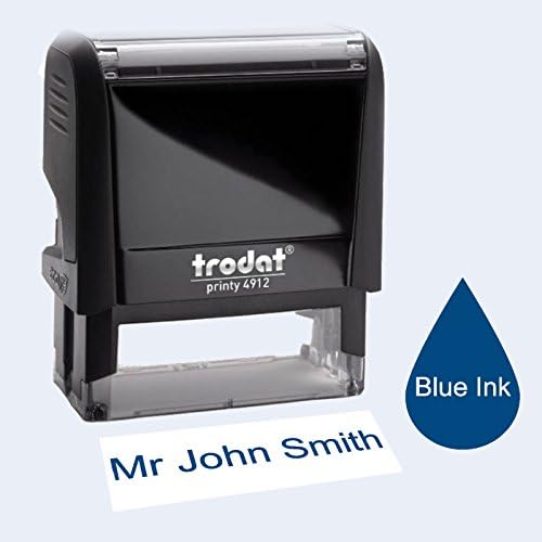 Trodat 4912 48 x 18mm Stamp - Premium Personalised Custom Made Self-Inking Business Address Rubber Stamp with Blue Ink - 1 Lines of Text